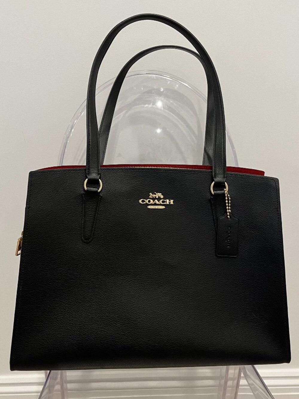 Coach Tatum Carryall Black w/ Red Interior Excellent Condition